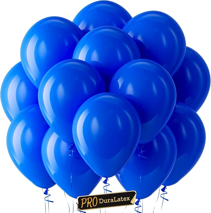 Bezente Pro Duralatex Royal Blue Balloons - 3.2g Premium 100 Pack 12 inch Blue Balloons for Long-Lasting Professional Party Decorations, Large Birthday Graduation Wedding