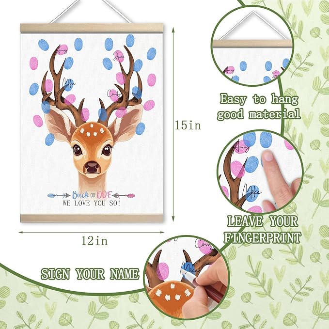 Giraffe Baby Shower Decoration, Gender Reveal Party Decorations Gifts Ideas, Baby Shower Party Supplies, Thumbprint Hanging Paintings(12x15in)