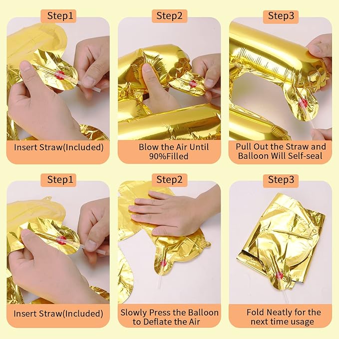 Accevo Gold Happy Birthday Balloons 16 Inch Mylar Foil Letters Balloons Happy Birthday Banner for Kids Child Adults Boys Girls Happy Birthday Sign Birthday Party Decorations Supplies