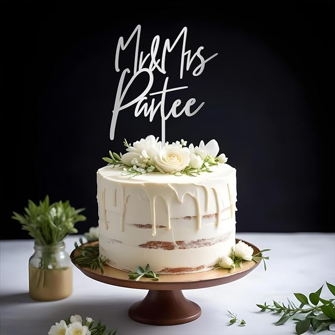 Mr & Mrs Wedding Cake Topper Custom Bride Groom Last Name Personalized Cake Decoration Anniversary Engagement Cake Topper in Acrylic D1 (Stadella)