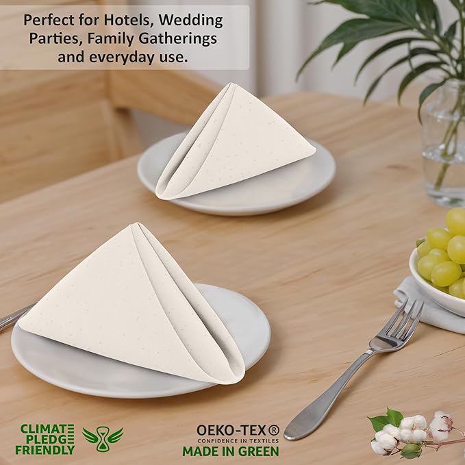 Ruvanti Cloth Napkins Set of 12, 18x18 Inches, Napkin Cloth Washable, Soft & ‎Absorbent 100% Cotton Napkins, Perfect for Wedding, Christmas, ‎Thanksgiving, and Dinner - Natural Color