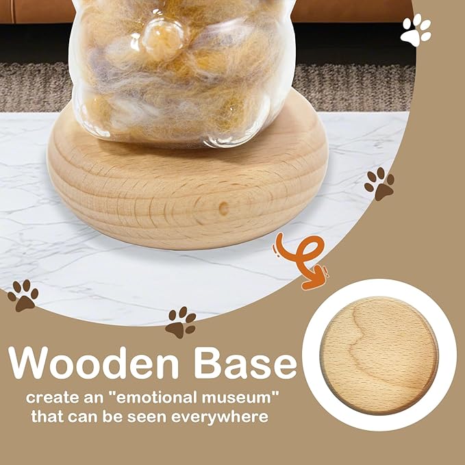 【NEW】Memorial Bottle for Pet Hair with Base, Cat Pet Fur Keepsake, Pet Hair Memorial Keepsake, Pet Memorial Gifts for Cats, Cat Keepsake Fur Holder Cat Whisker Jar Memory Sympathy Gift Vials for Cat