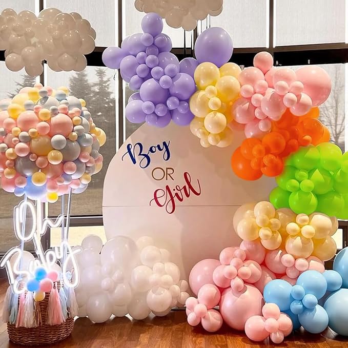 Colorful Rainbow Balloon Arch Kit, 166Pcs Multicolor Birthday Bright Balloons Garland for Birthday Baby Shower Wedding Party Decorations