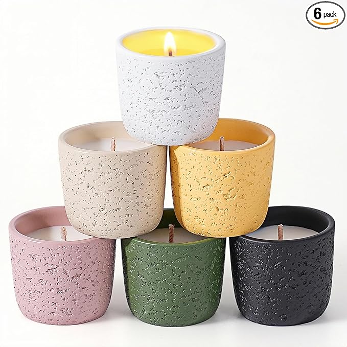 Viyffo Scented Candles – 6 Pack Small Christmas Candles for Gifts, Mini Soy Candle Set for Women & Men, 2 oz Non Toxic Aromatherapy Velas, Colorful Ceramic Jar Perfect for Home Scented, Holiday Decor