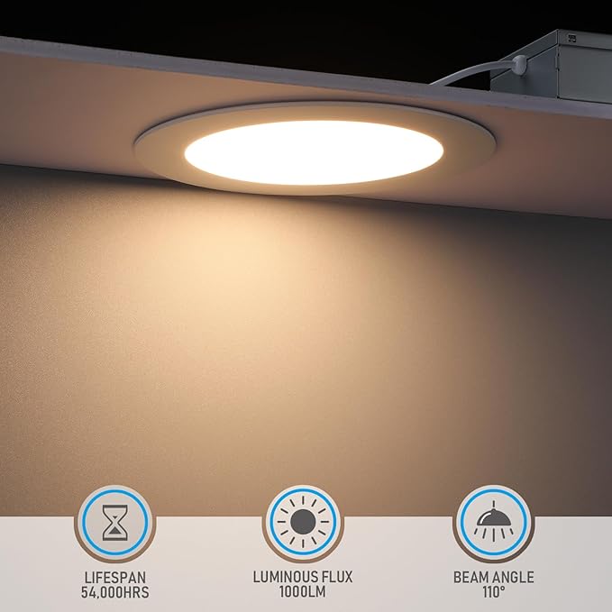 TORCHSTAR 12-Pack 6 Inch Ultra-Thin LED Recessed Lighting with J-Box, 3000K Warm White, 12W Dimmable 1000lm Brightness LED Downlight, ETL & Energy Star Listed