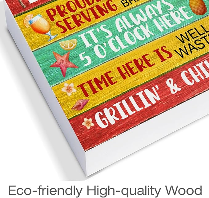 Backyard Bar Decor Bar Wood Block Sign Summer Decorations for Home Desk Table Shelf 5 x 5 Inches