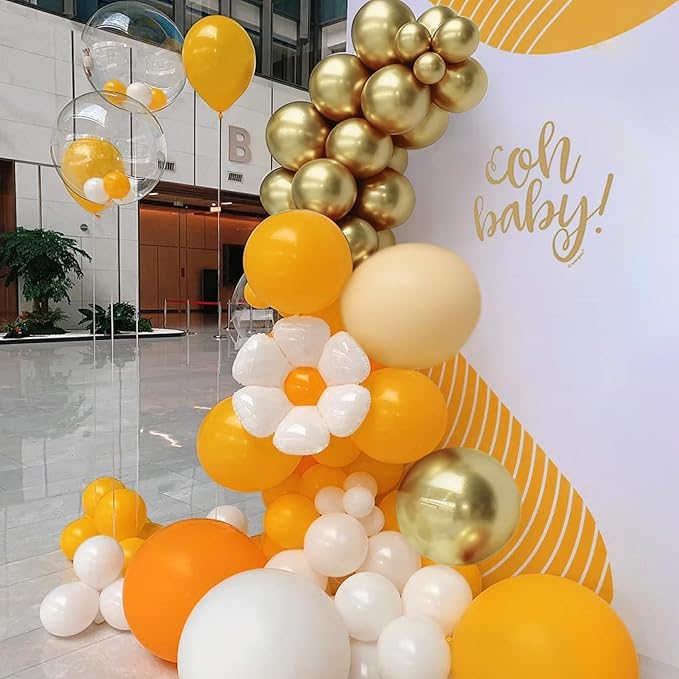 Orange White Nude Gold Balloon Arch Kit, 166Pcs Dusty Orange White Sand Metallic Gold and Nude Balloons for Birthday Party Baby Shower Bridal Shower Wedding Decorations