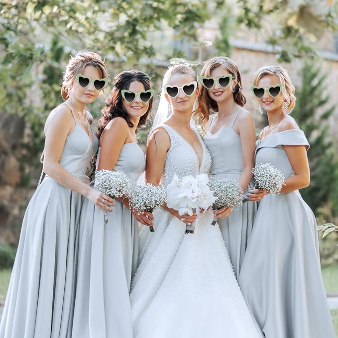 4/6/8/10/12 Pack Bachelorette Sunglasses Heart Sunglasses Vintage Heart Shaped Glasses for Women Bridal Party Wedding