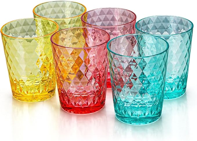 BPA-Free Plastic Tumblers 6 Pack (6x16oz) | Reusable Dishwasher Safe | Stackable Shatterproof Cups | Plastic Drinkware & Drinking Tumblers for Restaurant, Home, Party