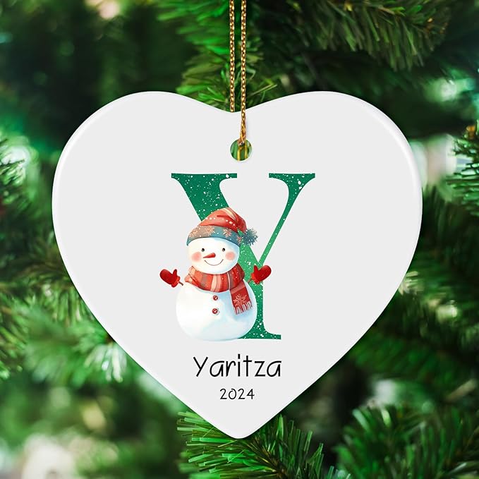 Letter Name Ornaments, Personalized Christmas Ornaments, Custom Initials Ornaments A-Z Monogram Ceramics Name Christmas Decorations