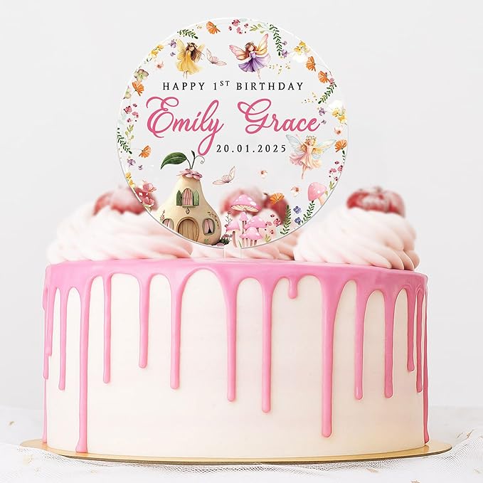 Personalized First Birthday Cake Topper, 1st Birth day Cake Decor For Baby Shower, One Cake Topper 1st Birthday Girl (1st birthday)