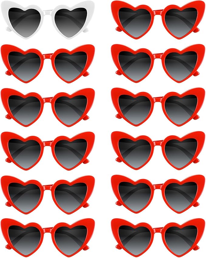 4/6/8/10/12 Pack Bachelorette Sunglasses Heart Sunglasses Vintage Heart Shaped Glasses for Women Bridal Party Wedding