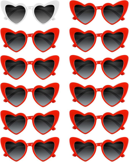 4/6/8/10/12 Pack Bachelorette Sunglasses Heart Sunglasses Vintage Heart Shaped Glasses for Women Bridal Party Wedding