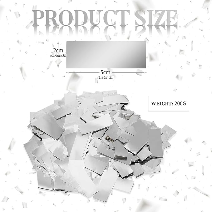 Sumind 200 Grams Gold Silver Large Metallic Confetti Rose Glitter Throwable Table Scatter Foil Confetti for Christmas Birthday Party Baby Shower Graduation Wedding Celebrations(Silver)