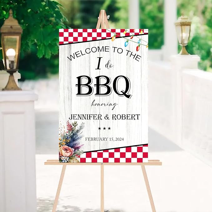 I Do BBQ Welcome Sign - Rustic Engagement & Outdoor Party Decor