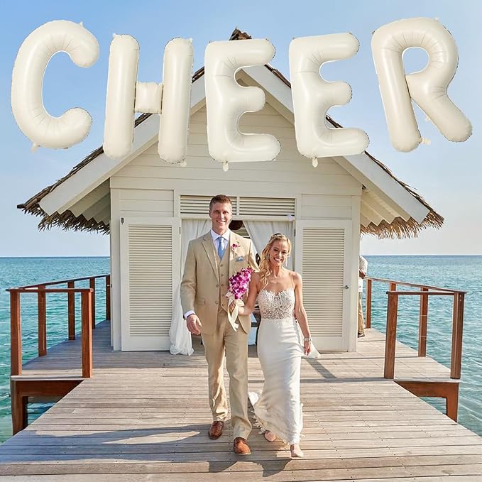40 Inch Custom Letter Balloons, Giant Alphabet W Foil Name Ballon Cream White, Mylar Self Inflating Balloon Beige Letters W Decor, Helium Letter Customize Balloons for Women Birthday Party Decoration
