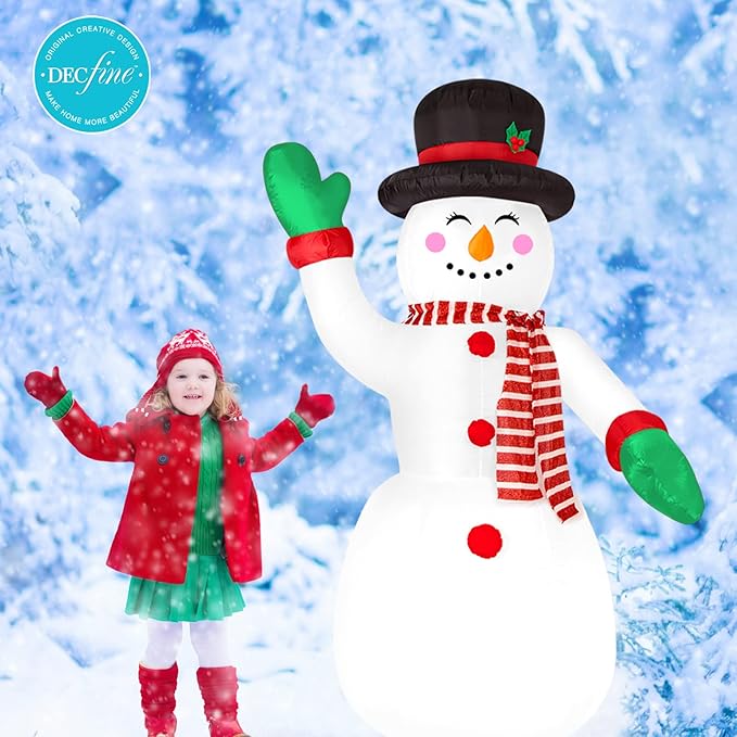 Christmas Inflatable Snowman/Nutcracker/Santa Claus Lighted Blow Up Christmas Yard Decoration with Built in Fan and Anchor Ropes (01-Snowman)