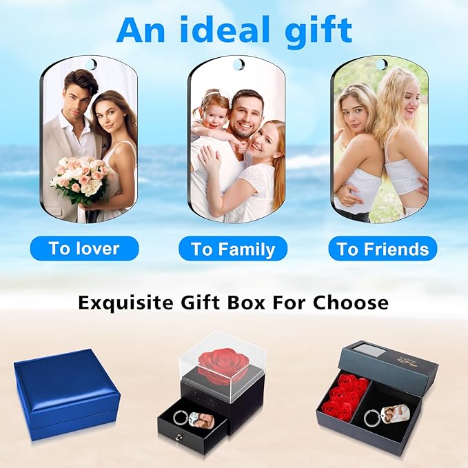 Double Side Custom Keychain with Picture Personalized Engraving Photo Text Customized Gifts for Men Women