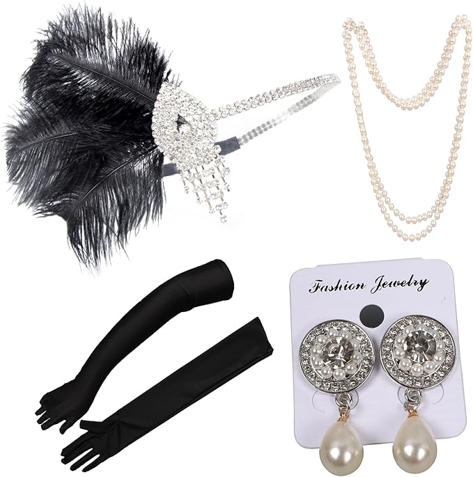 1920s Flapper Accessories Sets Roaring 20s Gatsby Costume Accessories Set for Women