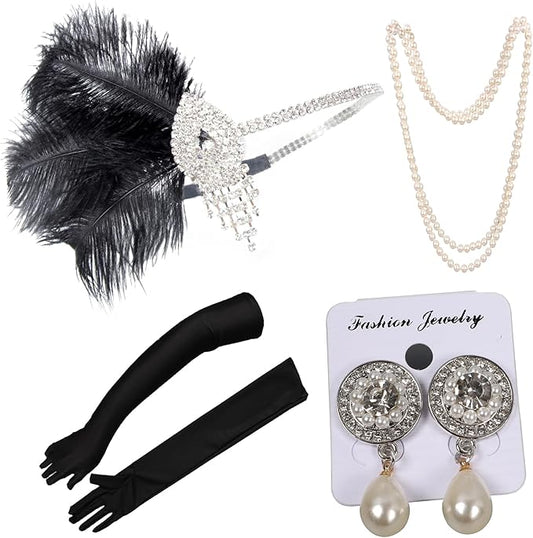 1920s Flapper Accessories Sets Roaring 20s Gatsby Costume Accessories Set for Women
