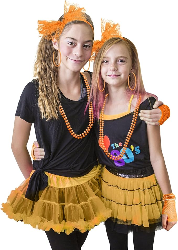 Blulu 80s Costume Accessories for Women Lace Headband Earrings Fishnet Gloves Necklace Bracelet for 80s Retro Party