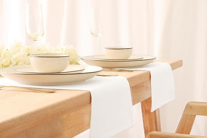 PurpleEssences Set of 6 Cloth Dinner Napkins 100% Cotton 18x18 Inch - Soft Durable Washable - Ideal for Farmhouse Party Fall Thanksgiving - Perfect Everyday Use Table Linen - White