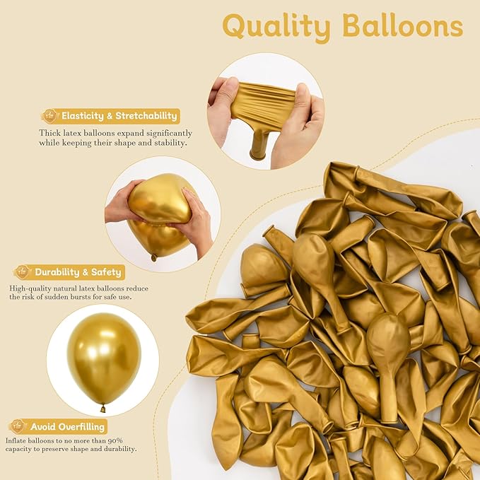 Gold Balloons 60 PCS Metallic Gold Balloons 12 Inch Gold Metallic Balloons for Balloon Garland Balloon Arch as Birthday Party Baby Shower Bridal Shower Christmas Party Decorations