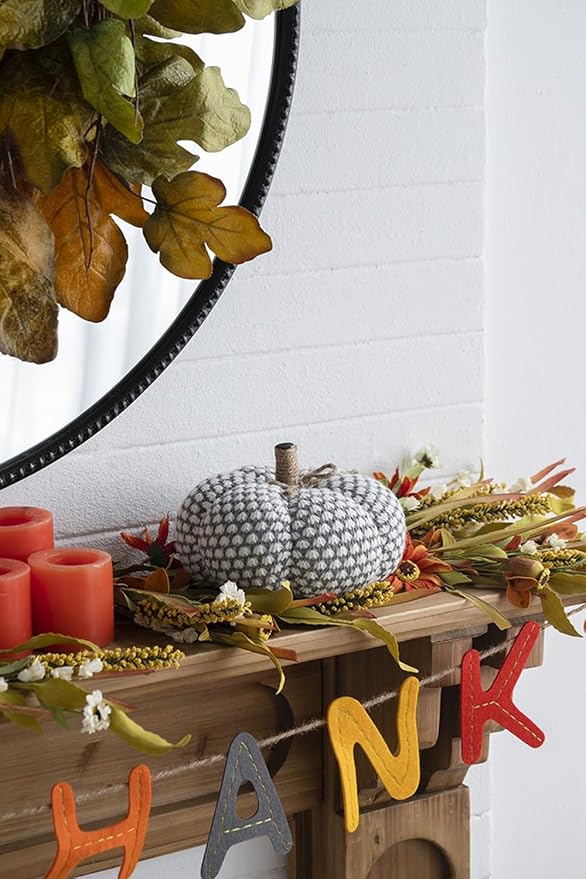 Knite Pumpkin Decor Set of 2 for Fall Harvest Thanksgiving Holiday Festivals 8x8x Ornamental Display