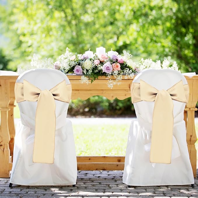 10 Pack Satin Table Runner 12 x 108 Inch Long,Satin Silk Table Runner for Wedding,Birthday Party and Banquet Decoration,Champagne