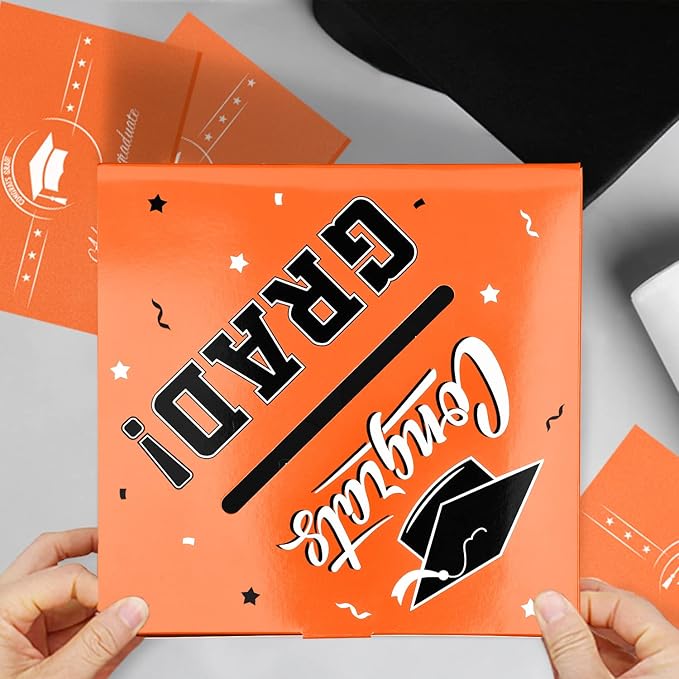 Gatherfun Graduation Decorations - Graduation Card Box, Party Favors, Orange