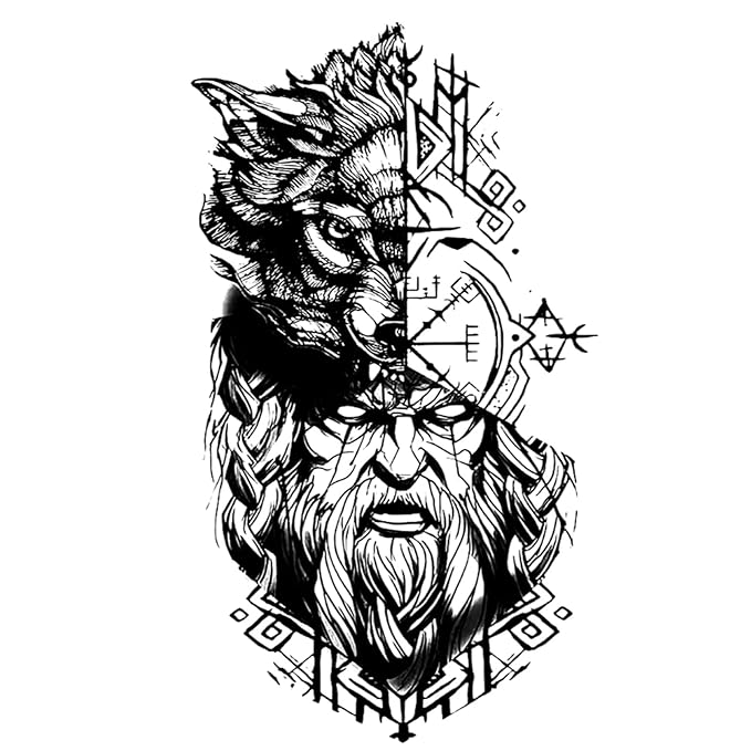 INKARTLINK Tattoo Tech, 2 Sheets Extra Large Semi Permanent Tattoo, Adult Art Design Temporary Tattoos, Lasts 1-2 Weeks, Waterproof, Realistic Look, No Adhesive, No Reflection (Father Time)