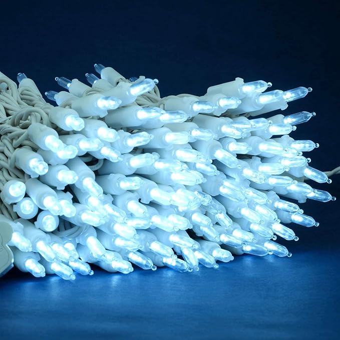 200 Count Cool White LED Christmas Lights, 66 ft White Wire UL Certified Commercial Grade Holiday String Light Set (Cool White)