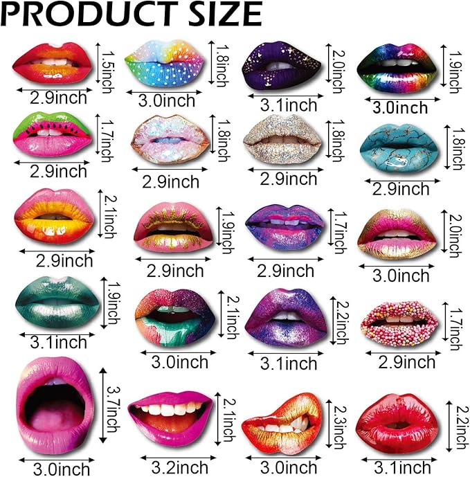 40pcs Party Photo Booth Props, Funny Lips Mouth Selfie Props Accessories with Stick for Halloween Birthday Wedding Graduation Supplies Decoration