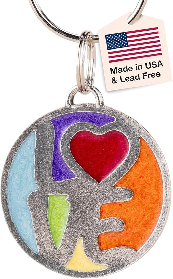 DANFORTH | Love & Pride Keychain | Handcrafted Pewter Keyring | 1½ Inches, Plus Split Rings | Made in the USA