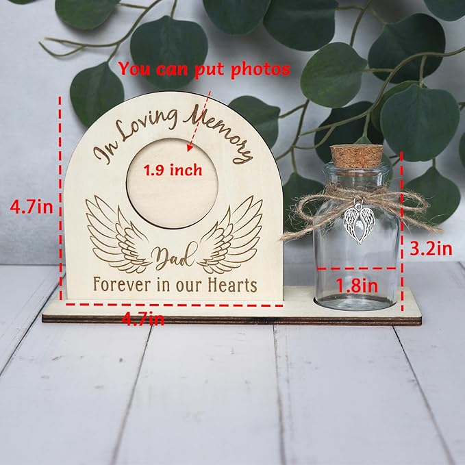 Personalized Loss of Loved One Photo Frame Memorial，Custom lock of Hair Keepsake Jar,Remembrance，Bereavement,Sympathy Gift for Lost Mom, Dad， Friends, Sisters, Grandparents (dad C2)