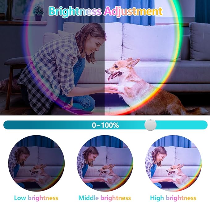 Sunset Lamp Projector,Multicolor Changing Night Light 360 Degree Rotation Rainbow Led Sun Lamp for Photography Backgrounds,Party,TikTop Live,Christmas Gifts,Home Decor,Mood Lighting