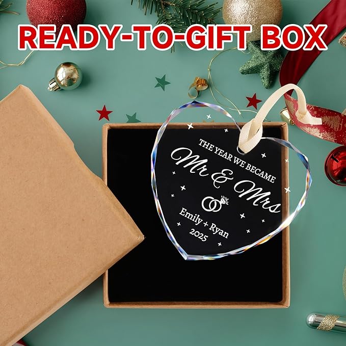 Wedding Gifts for Couples 2025 - Personalized Mr and Mrs Ornament - Bridal Shower Gifts, Wedding Gift for Bride, Newly Wed, Future Mr Mrs - Just Married Decorations Acrylic Ornaments