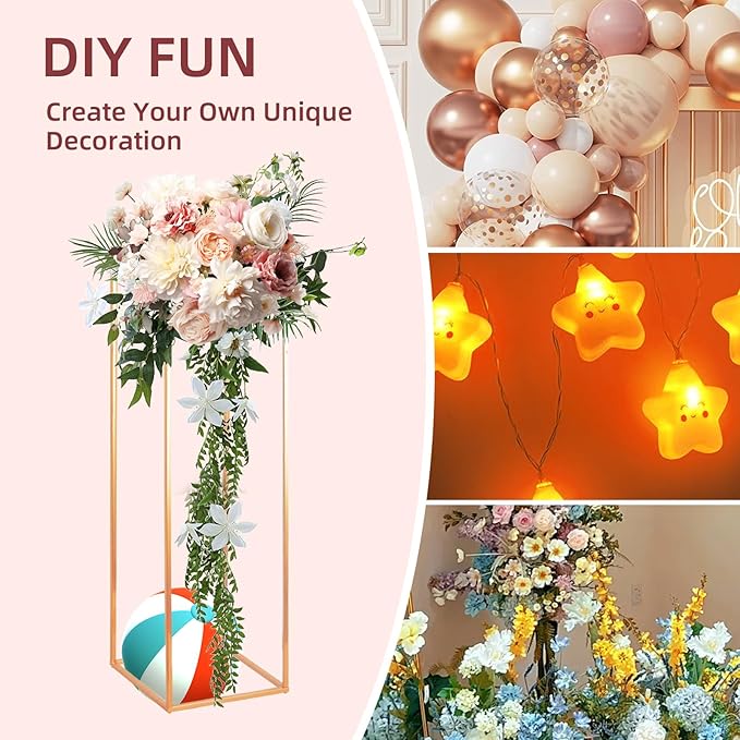 32in Tall Metal Column Wedding Flower Stand - 10pcs Large Centerpieces for Event Party Home Decorations, Gold