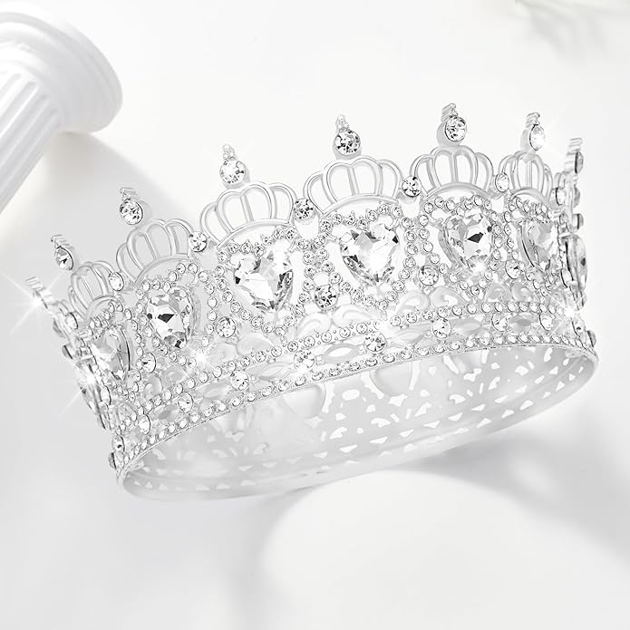 Queen Crown Wedding Rhinestone Heart Crowns and Tiaras for Women Costume Party Hair Accessories Princess BirthdayCrown Crystal Bridal Crown