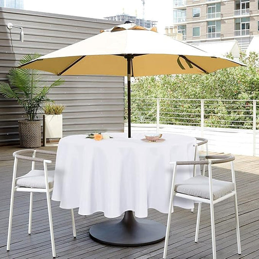 SARAFLORA Outdoor and Indoor Tablecloth -60 inch Round, White Wrinkle Free Washable Waterproof Table Cloth with Umbrella Hole and Zipper Round Table Cover for Spring/Summer/Patio/Picnic/BBQS/Party