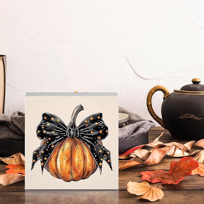 Halloween Fall Decor Cute Fall Decorations for Home Office Spooky Vibes Autumn Pumpkin Decor Funny Autumn Decorations for Desk Table 5 x 5 inches