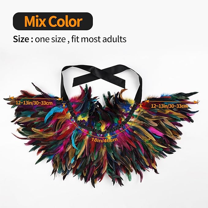 Gothic Natural Feather Shrug Feather Shawl Wrap Cape Victorian Collar for Halloween Cosplay Party Costume Accessories