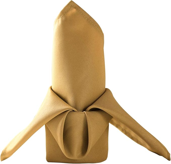 50pcs Polyester Cloth Napkins - 20 x 20 inch Gold Dinner Washable Napkins with Hemmed Edges for Restaurant/Wedding/Hotel(50,Gold)