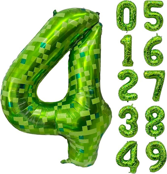 Green Number Balloons, Gaint Green Pixel Number 4 Balloon 40 Inch Dark green 4 Balloon for Boys Girls Kids 4th Birthday Party Decoration