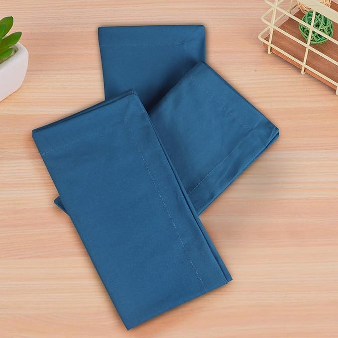Dinner Cloth Napkins Set of 12, Premium Soft Cotton 20x20 Inches, Highly Absorbent, Hotel Quality Reusable & Washable Dinner Napkins with Mitered Corner Napkins for Home & Weddings - Ink Blue