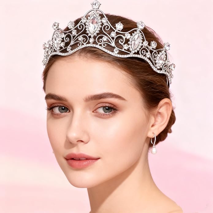 Crystal Crown for Women Girls Elegant Gold Princess Headband Sparkling Rhinestones Queen Tiara for Weddings Birthday Parties Proms Pageant Cosplay