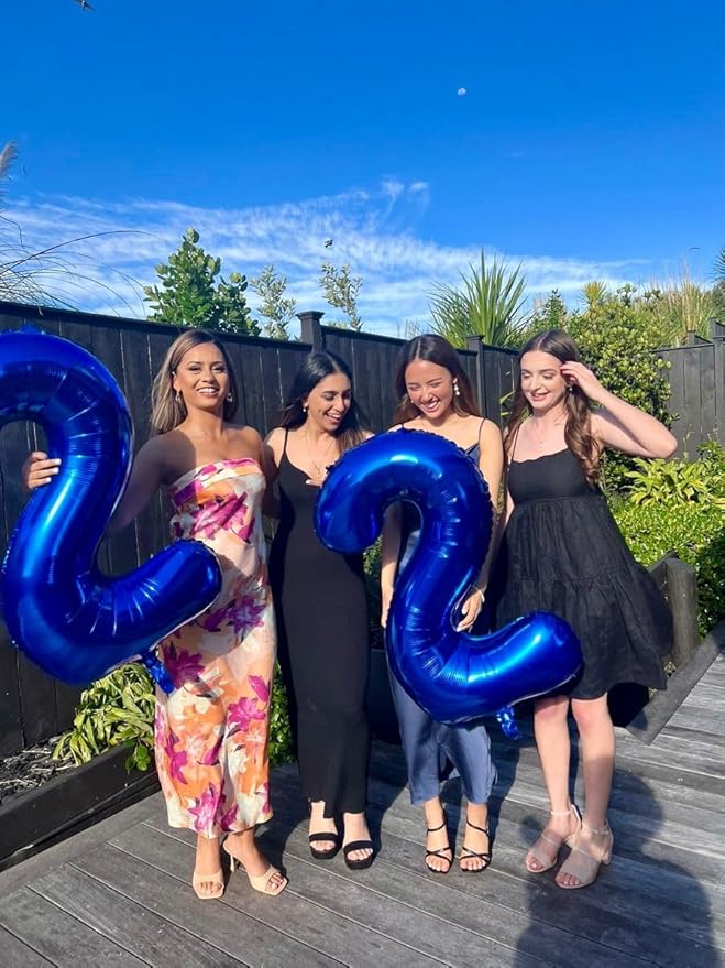 Big 40 Inch Night Blue 2 Number Balloon Birthday Decoration, Night Blue Number 2 Helium Balloons 12 20 22 23 24 26 28 32 42 Celebration, Boy Girl Baby Anniversary Party Graduations Supplies