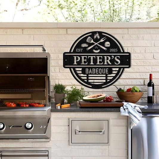 Personalized Metal Barbecue Wall Sign, Custom Barbecues Sign for Outdoor, Large BBQ, Barbecue Metal, Custom BBQ & Grill Signs, Father's Day Gift, Gift for Dad, Grandpa /3