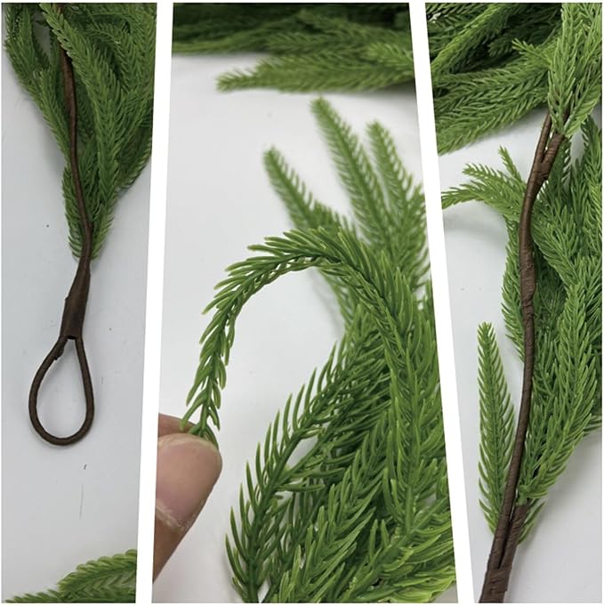 Premium 30% Fuller 6 Ft Artificial Norfolk Pine Garland, Real Touch Winter Pine Garland, for Staircase, Table, Mantle, Wall, Indoor, Outdoor Christmas Decorations, Flower Arranging