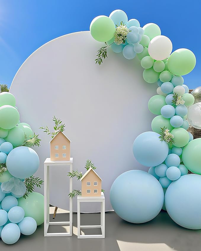 HEMMOTOP 7.2x7.2 ft Round Backdrop Cover White, Circle Arch Stand Cover for Wedding, Balloon Arched Covers Stretchy Backdrops for Party, Baby Shower, Fabric Photo Background 220cm